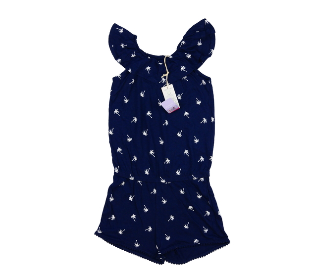 Nový tmavě modrý kraťasový overal s palmami 