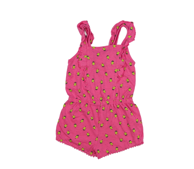 Růžový kraťasový overal s ananasy 