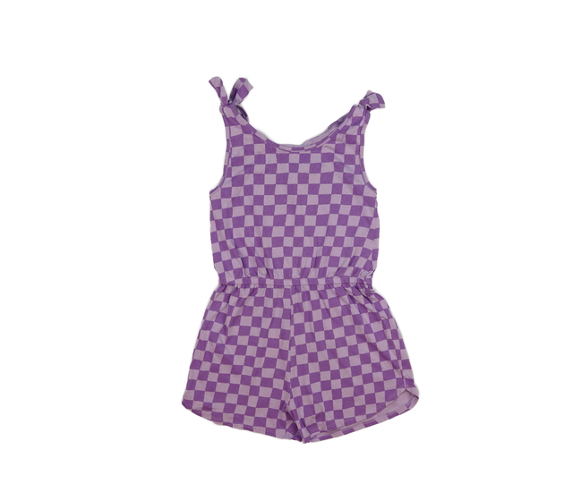 Fialový kostkovaný kraťasový overal Tu 