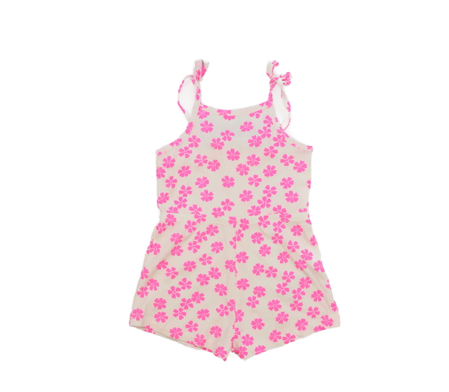 Bílý kraťasový overal s růžovými květinami Primark