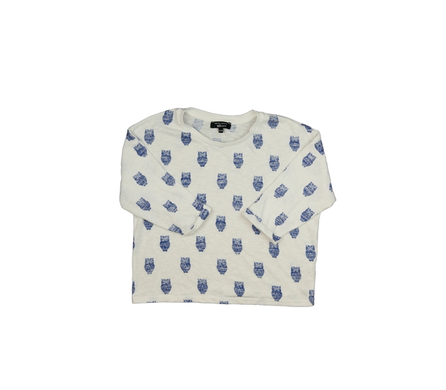 Bílé kratší triko s modrými sovami New Look