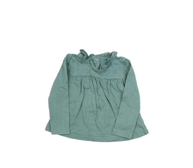 Zelené triko s krajkovým límečkem Tu