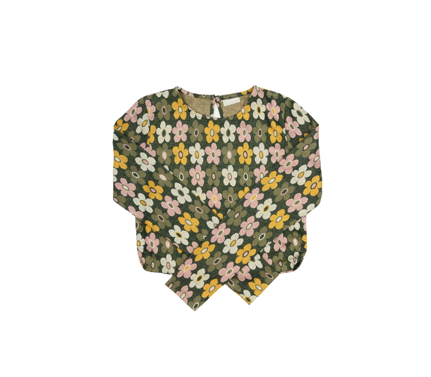 Zelený květinový crop top 