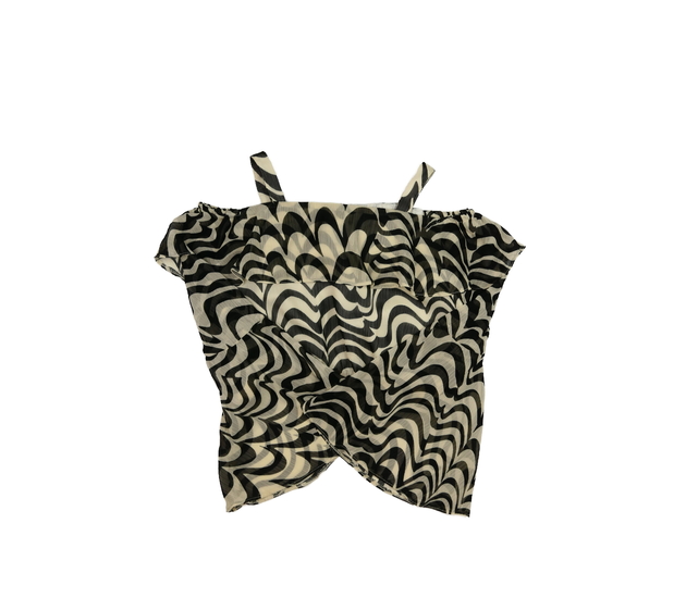 Hnědočerný crop top s širokými rukávy River Island