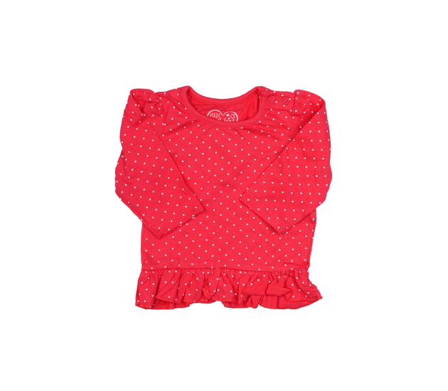 Červené triko s malými srdíčky 