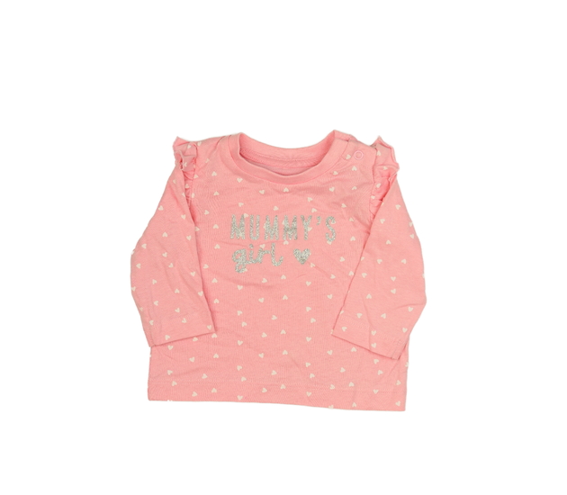 Růžové triko s volánky a srdíčky 