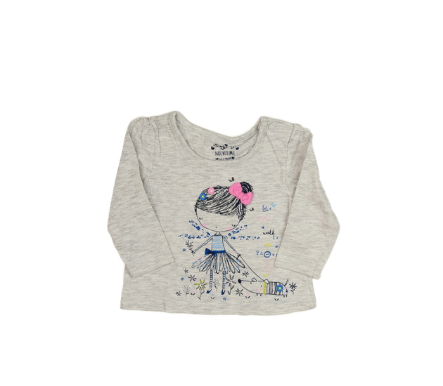 Šedé melírované triko s holčičkou 