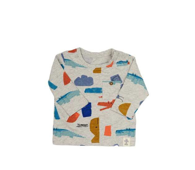 Šedé melírované triko s dinosaury M&S