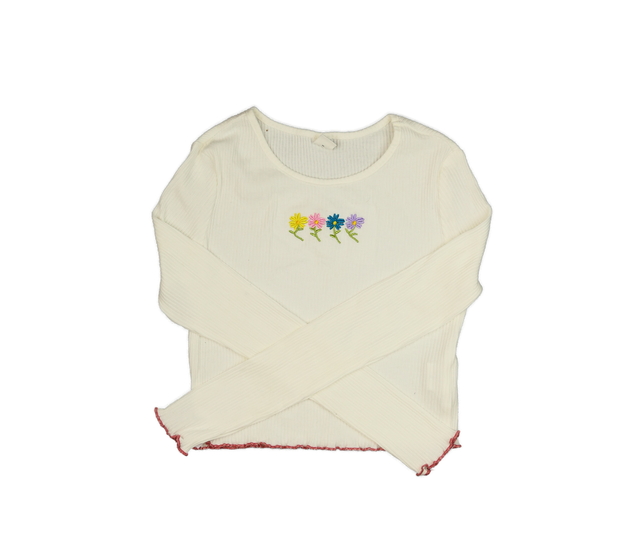 Krémový crop top s květinami 