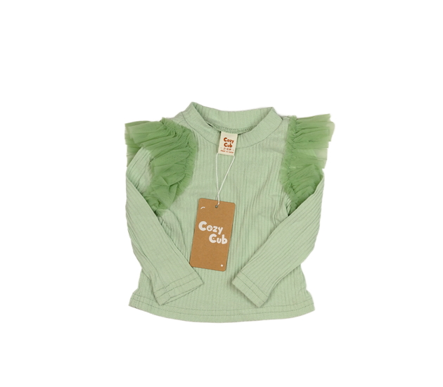 Nové zelené triko s volánky 