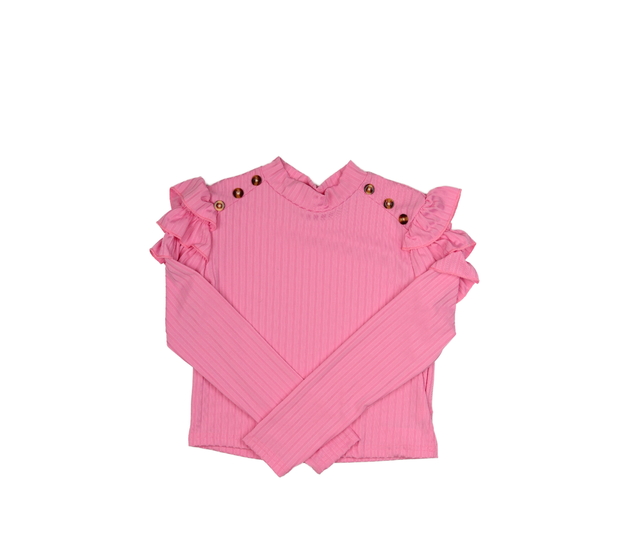 Růžové triko s volánky 