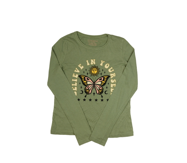 Zelené melírované triko s motýlkem Primark