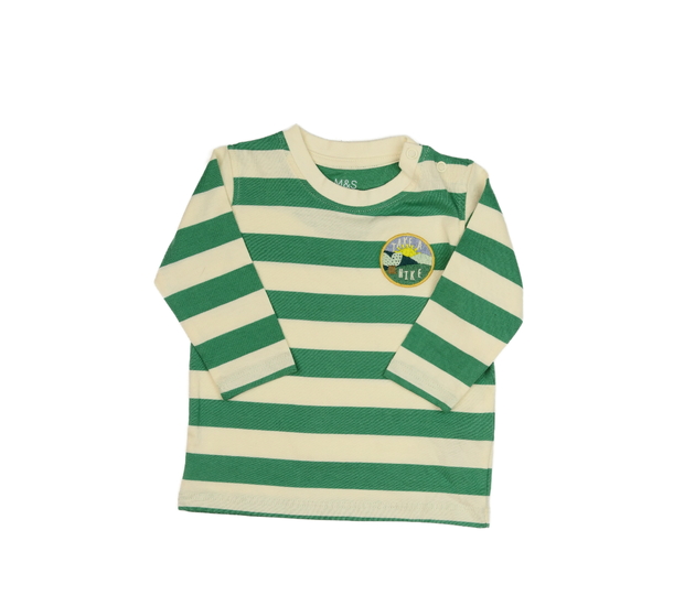 Krémovo-zelené pruhované triko M&S