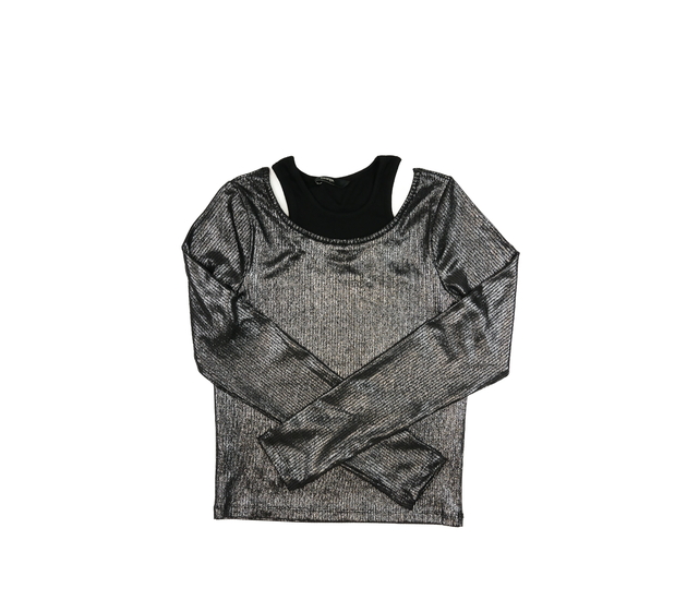 Tmavé crop triko s metalickým vláknem George