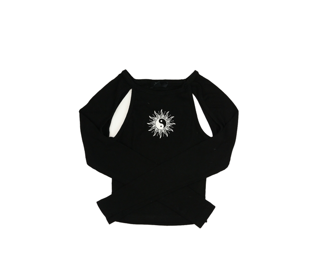 Černý crop top s průstřihy New Look