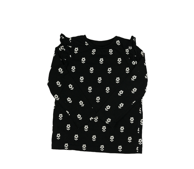 Černé květinové triko s volánky F&F