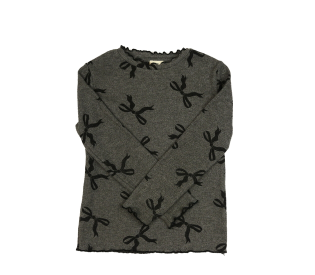 Šedé žebrované triko s mašlí F&F