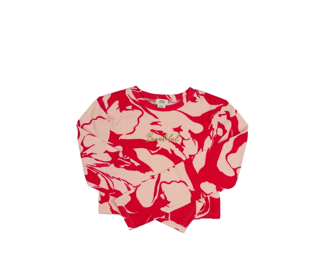 Červeno-krémový crop top River Island