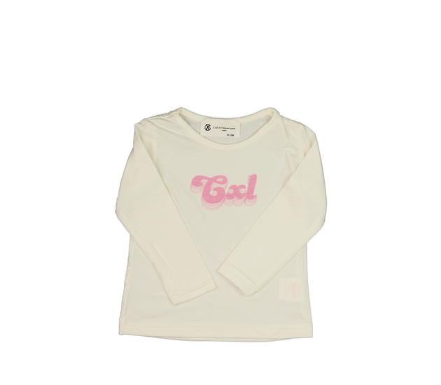 Bílé triko s růžovým nápisem 