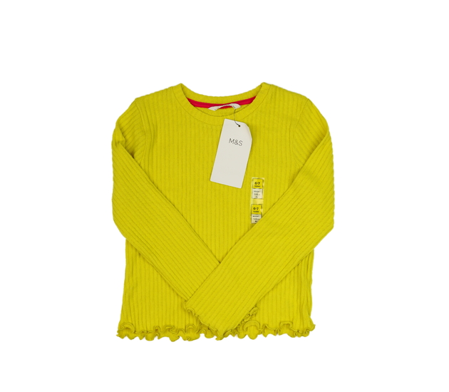 Nové žluté žebrované teplejší triko M&S