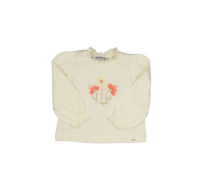 Krémové triko s květinami Mayoral 