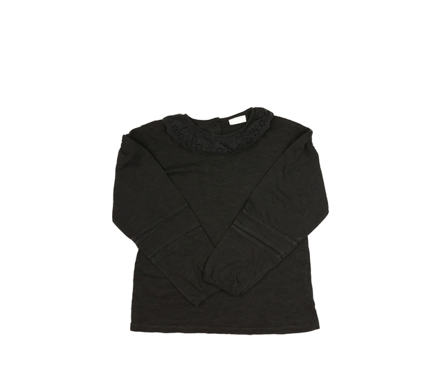 Šedé melírované triko s límečkem  