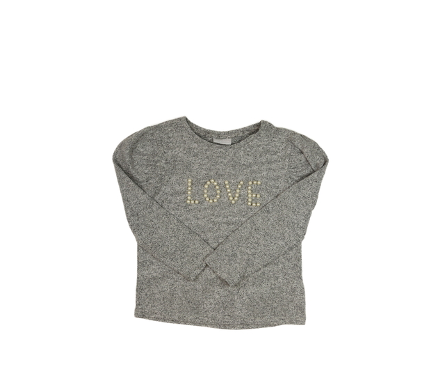 Šedé hebké triko s volánky a perličkami