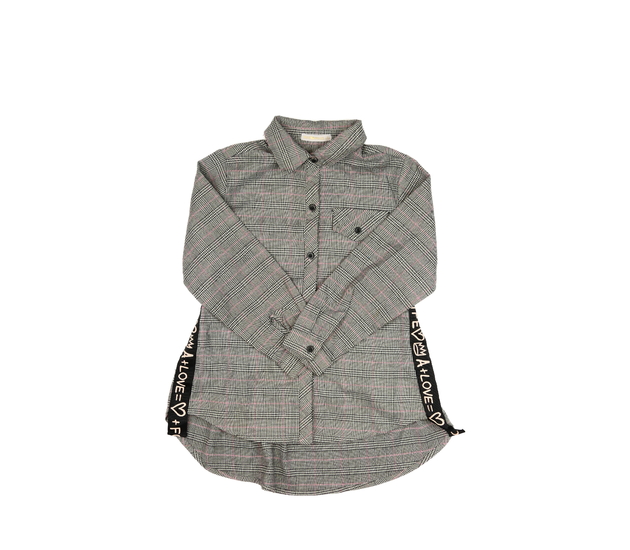 Pruhovaná šedá košile s volánky 