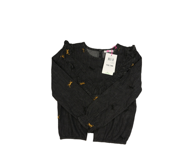 Nová tmavě šedá riflová halenka s volánky 