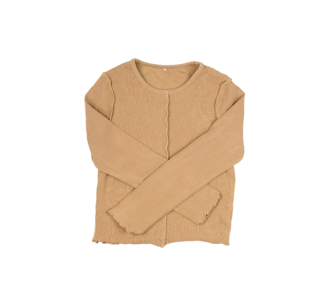 Hnědé žebrované kratší triko George