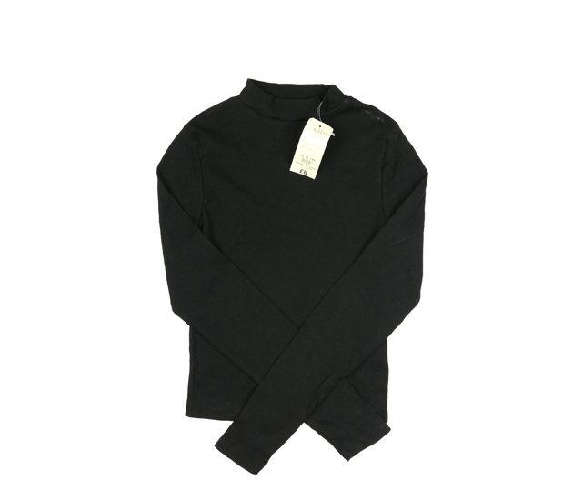 Nové černé kratší žebrované triko 