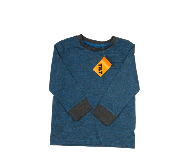 Nové modré melírované triko s kapsou 