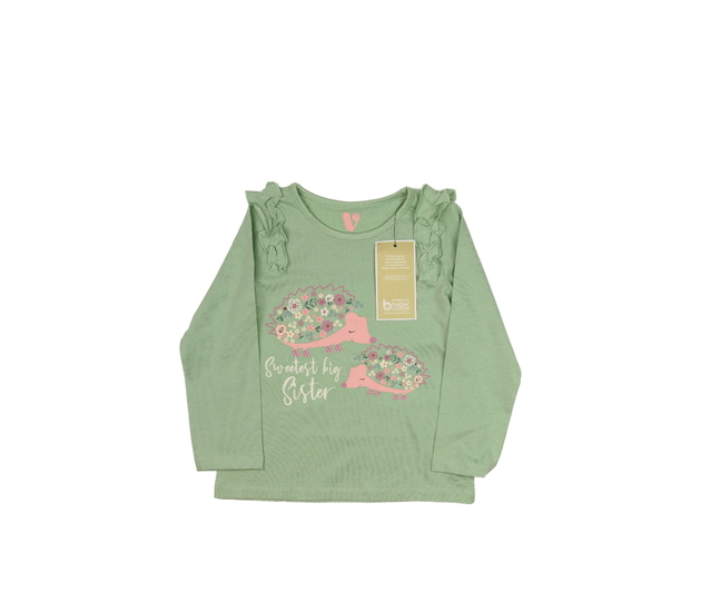 Nové zelené triko s volánky a ježky 