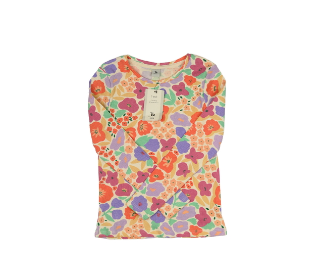 Nové květinové žebrované triko Tu
