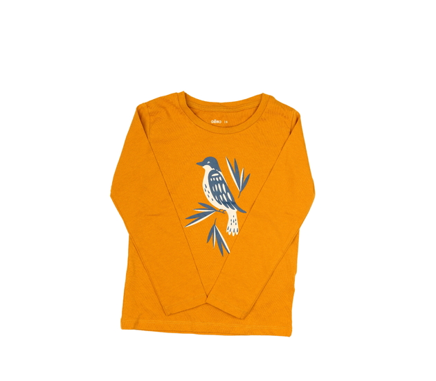 Hnědé triko s ptáčkem 