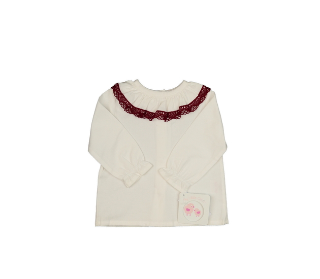 Nová bílá halenka s červenou krajkou