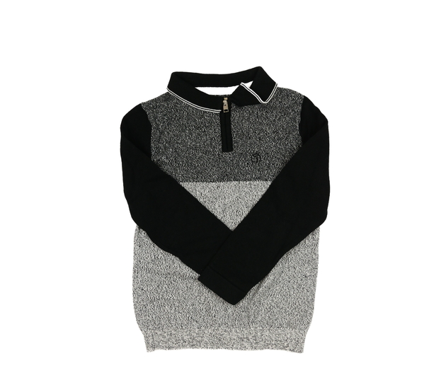 Černé melírované teplejší triko s límečkem F&F