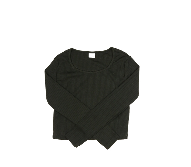 Černý žebrovaný crop top 