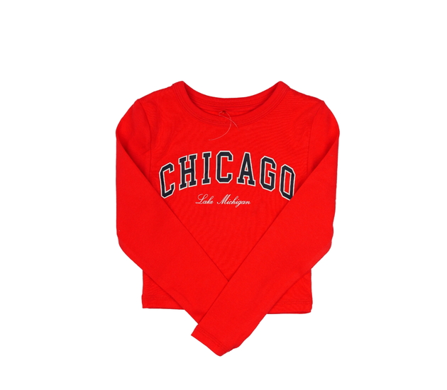 Červený crop top s nápisy George