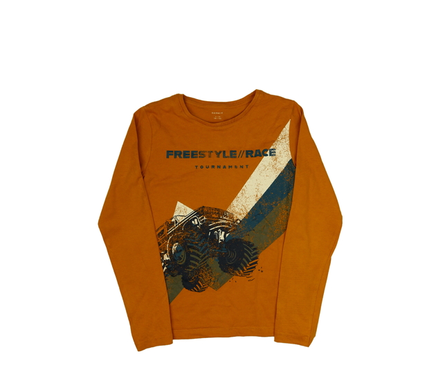 Hnědé triko s autem 