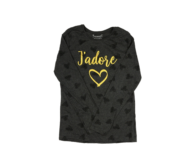 Šedé melírované triko se srdcem Primark 