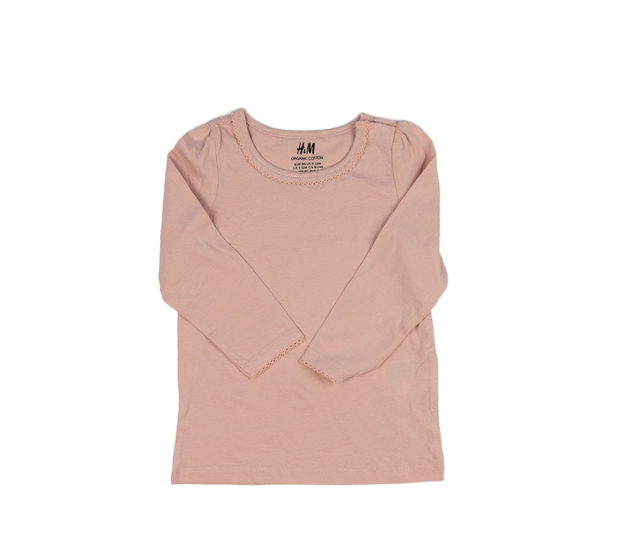 Růžové triko s krajkou kolem krku H&M 