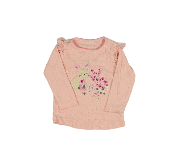 Růžové triko se zajíčky a volánky Next