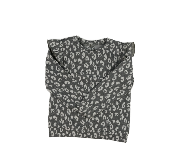 Šedé vzorované teplejší triko s volánky Tu