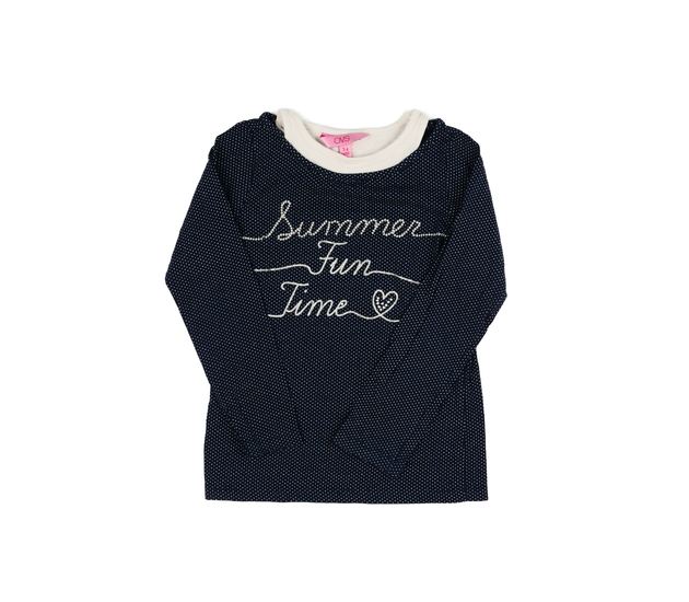 Tmavě modré triko s nápisem 