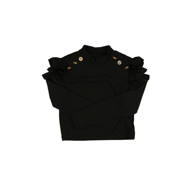 Černý crop top s volánky 