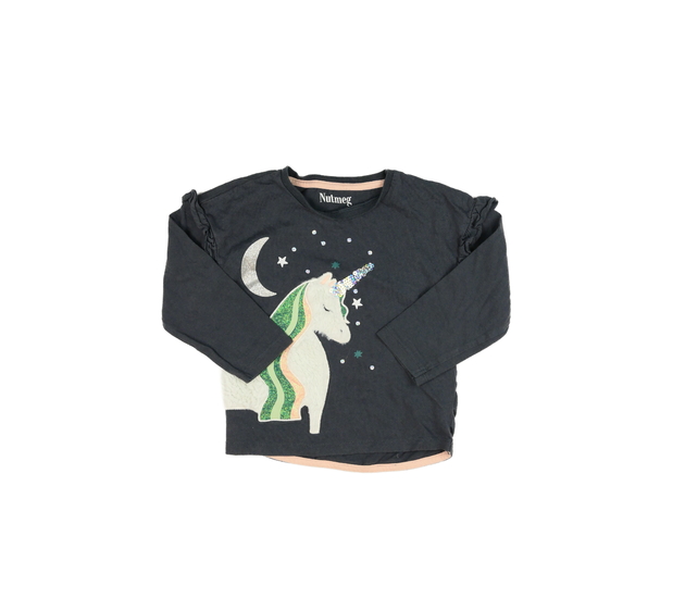 Šedé triko s volánky a jednorožcem Nutmeg
