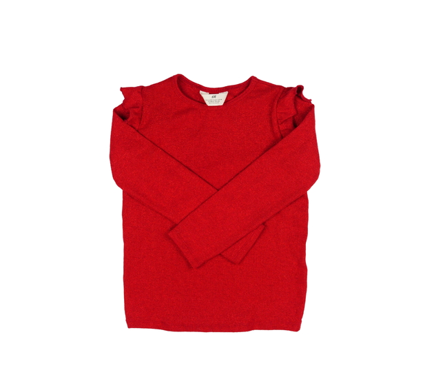 Červené lesklé triko s volánky H&M