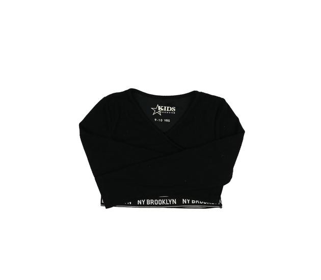 Černý žebrovaný crop top 