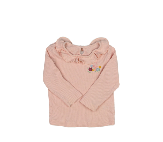 Růžové žebrované triko s květinami 